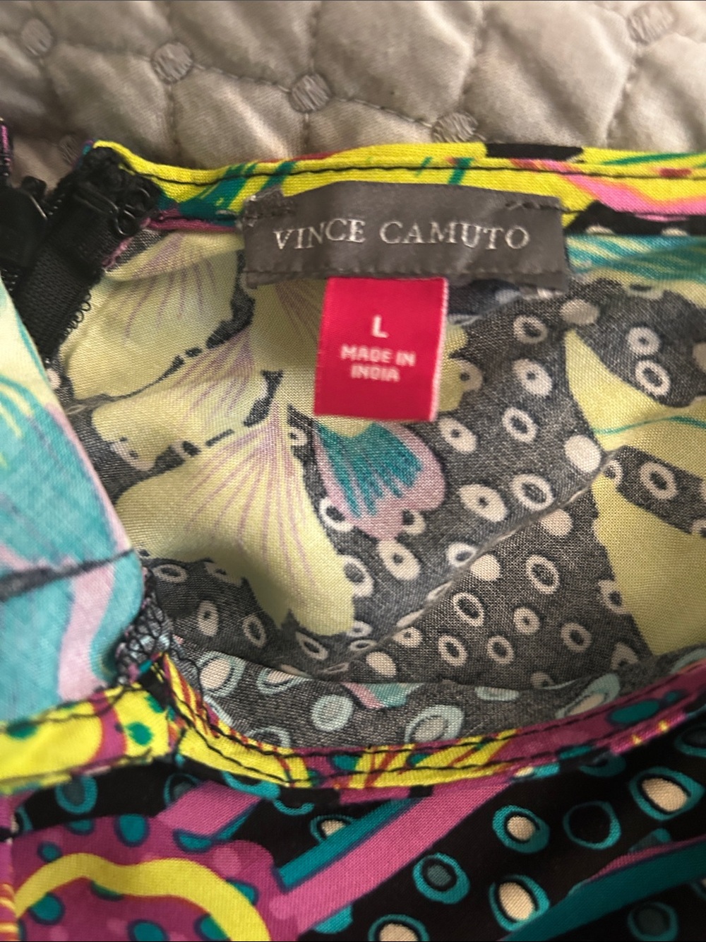 Vince Camuto Black One-Piece Dress with Bright Tropical Floral Print - Picture 2 of 2